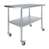 Amgood 30x48 Rolling Prep Table with Stainless Steel Top AMG WT-3048-WHEELS